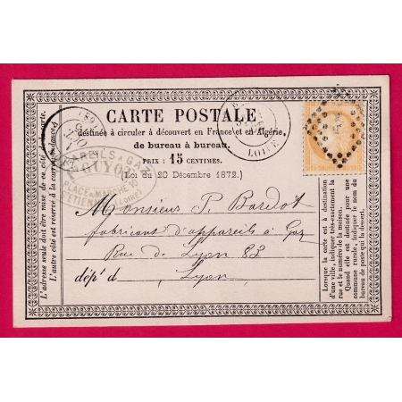 N°55 LOSANGE EVIDE ST ETIENNE LOIRE CAD TYPE 18 POUR LYON RHONE CARTE PRECURSEUR LETTRE COVER