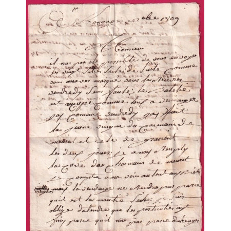 MARQUE 30 NOE HAUTE GARONNE 1809 TEXTE LONGAGES POUR TOULOUSE LETTRE COVER