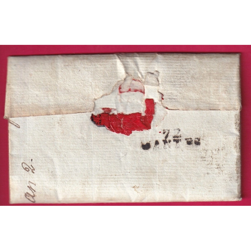MARQUE 72 MANTES UTILISEE EN DEBOURSE 1793 DEPART MEZIERES ARDENNES POUR NANTES LETTRE COVER