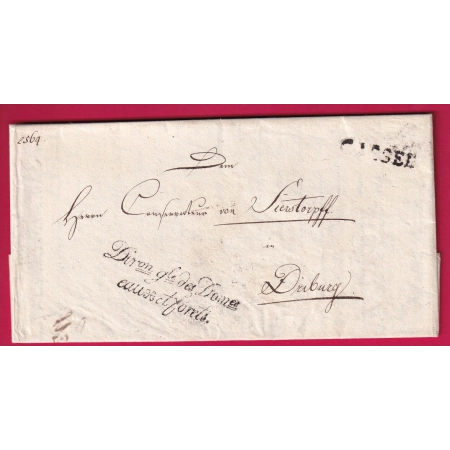 MARQUE CONQUIS CASSEL ALLEMAGNE FRANCHISE DIR GLE DES EAUX ET FORETS 1810 POUR DRIBURG ROYAUME WESTPHALIE LETTRE