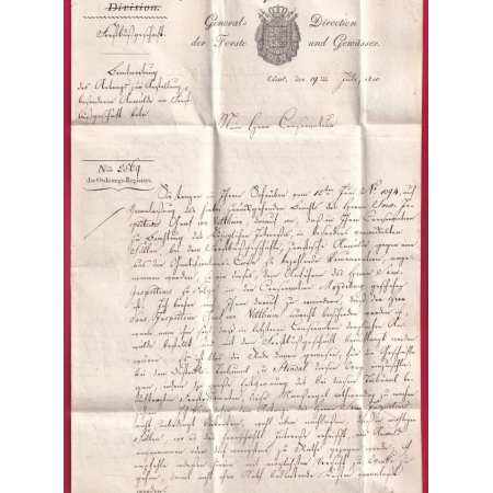 MARQUE CONQUIS CASSEL ALLEMAGNE FRANCHISE DIR GLE DES EAUX ET FORETS 1810 POUR DRIBURG ROYAUME WESTPHALIE LETTRE