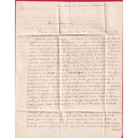 RARE CACHET ENTREE PRUSSE 4 BOUZONVILLE 4 MOSELLE POUR REIMS  DEPART BRUXELLE BELGIQUE 1853 LETTRE COVER