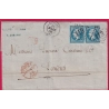 N°22 PAIRE GC 113 ANNONAY ARDECHE POUR LONDRES LONDON 1866 LETTRE COVER