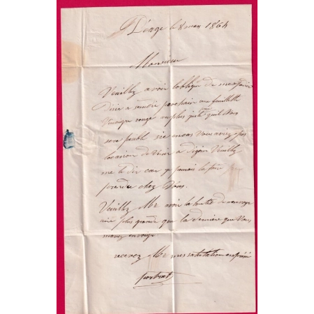 N°22 GC 1306 DIGOIN SAONE ET LOIRE BOITE RURALE E LE PEAGE POUR PARAY LE MONIAL LETTRE COVER