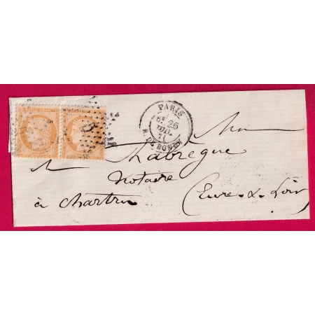 N°36 PAIRE PARIS ETOILE 5 VARIETE 5 CASSE R DE BONDY 25 JUILLET 1871 POUR CHARTRES EURE ET LOIRE LETTRE COVER