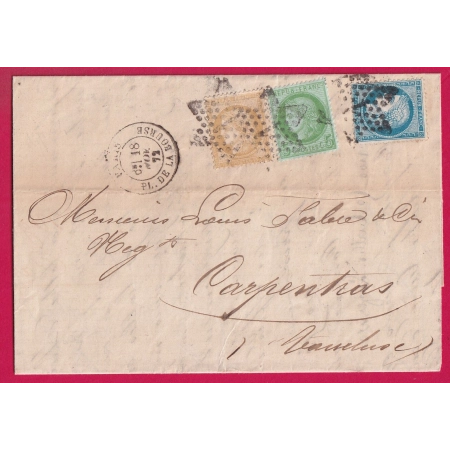 AFFRANCHISSEMENT TRICOLORE N° 53 59 60 PARIS ETOILE 1 PL DE LA BOURSE POUR CARPENTRAS VAUCLUSE LETTRE COVER