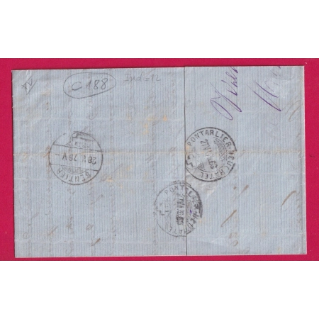 N°60 CAD PONTARLIER TARIF LIMITROPHE TAXE DOUBLE PORT POUR LE SENTIER VAL DE JOUX SUISSE 1876 LETTRE COVER