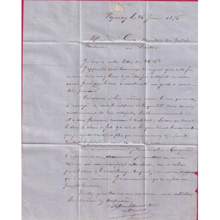 N°60 CAD PONTARLIER TARIF LIMITROPHE TAXE DOUBLE PORT POUR LE SENTIER VAL DE JOUX SUISSE 1876 LETTRE COVER