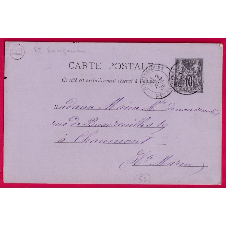 ENTIER SAGE 10C JUZENNECOURT BOITE RURALE ST SAVINIEN LA CHAPELLE 1886 POUR CHAUMONT LETTRE COVER