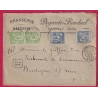 N°106 PAIRE 90 X2 MERVILLE NORD 1899 LETTRE RECOMMANDE POUR BOULOGNE SUR MER COVER
