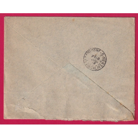 N°106 PAIRE 90 X2 MERVILLE NORD 1899 LETTRE RECOMMANDE POUR BOULOGNE SUR MER COVER