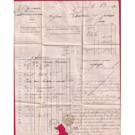 N°72 78 LYON LETTRE 5 PORTS POUR ST GENIEZ AVEYRON LETTRE COVER