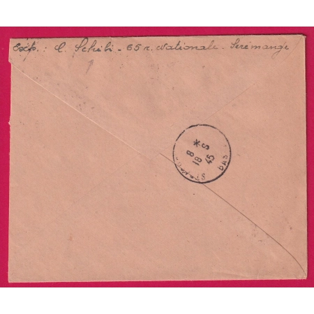 N°602 713 RECOMMANDE PROVISOIRE SEREMANGE ERZANGE MOSELLE 1945 POUR STRASBOURG 1945 LETTRE COVER