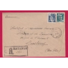 N°713 725 HAYANGE MOSELLE RECOMMANDE PROVISOIRE POUR STRASBOURG 1945 LETTRE COVER