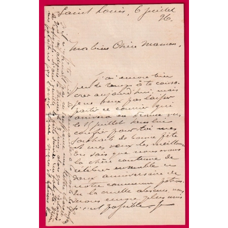 TYPE GROUPE SENEGAL ST LOUIS 1896 AMBULANT MARITIME LIGNE J PAQUEBOT FRANCAIS N°3 POUR GONFARON VAR LETTRE COVER