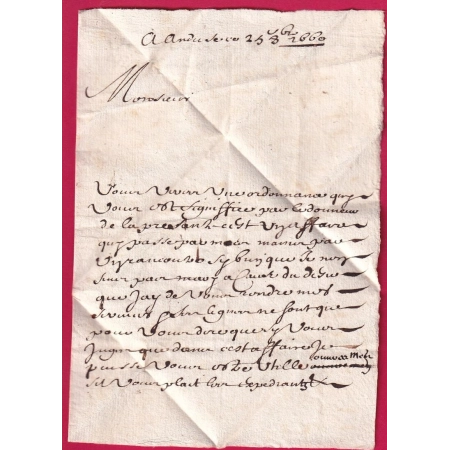 LETTRE DE ANDUZE GARD DE 1660 POUR SAUVE  LETTRE COVER