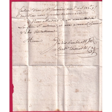 MARQUE MANUSCRIT ANDUZE 1782 POUR FIGEAC LOT INDICE 12 LETTRE COVER