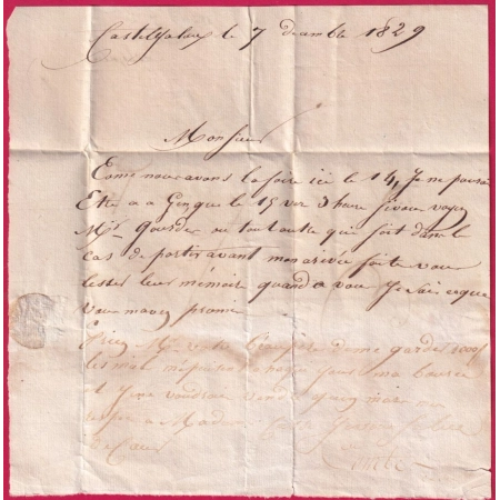 MARQUE P45P CASTELJALOUX LOT ET GARONNE POUR AGEN 1829 INDICE 14 LETTRE COVER FRANCE
