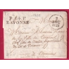MARQUE P64P BAYONNE BASSES PYRENEES 1828 POUR TONNEINS LOT ET GARONNE 1828 INDICE 10 LETTRE COVER FRANCE