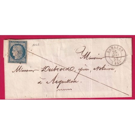 N°4 PC 1068 DAMAZAN LOT ET GARONNE POUR AIGUILLON LETTRE COVER