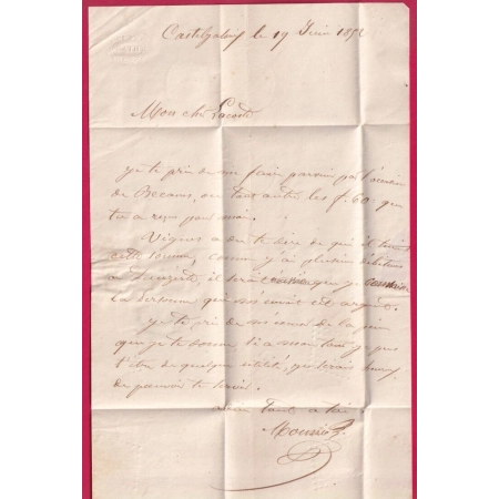 N°4 PC 628 CAD TYPE 14 CASTELJALOUX 1852 POUR AGEN INDICE 17 LETTRE COVER