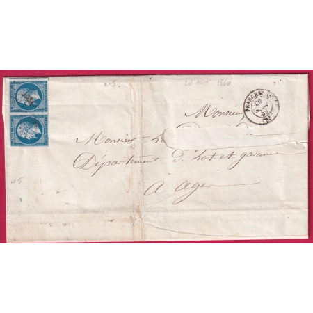 N°14 PAIRE TB PC 1331 FRANCESCAS LOT ET GARONNE POUR AGEN INDICE 11 LETTRE COVER