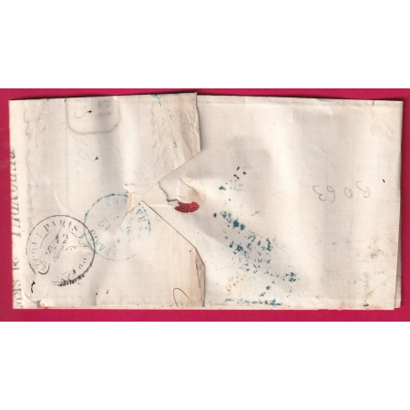 N°37 PARIS ETOILE EVIDEE BLEUE AFFR INSUFF ETRANGER DEPART ALTKIRCH BAS RHIN POUR PARIS TIMBRE ALSACE LORRAINE DECOUPE