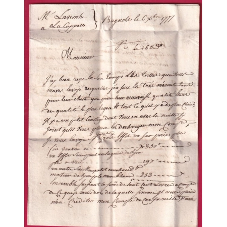 MARQUE BAGNOLS GARD LENAIN N°2 1777 INDICE 14 POUR FIGEAC LOT LETTRE COVER