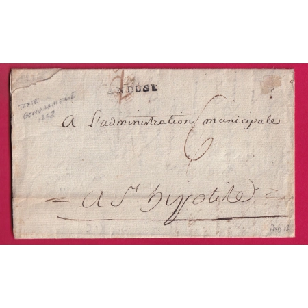 MARQUE 29 ANDUZE GARD TEXTE GENDARMERIE 1798 POUR ST. HIPPOLYTE LETTRE COVER FRANCE