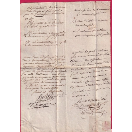 MARQUE 29 ANDUZE GARD TEXTE GENDARMERIE 1798 POUR ST. HIPPOLYTE LETTRE COVER FRANCE