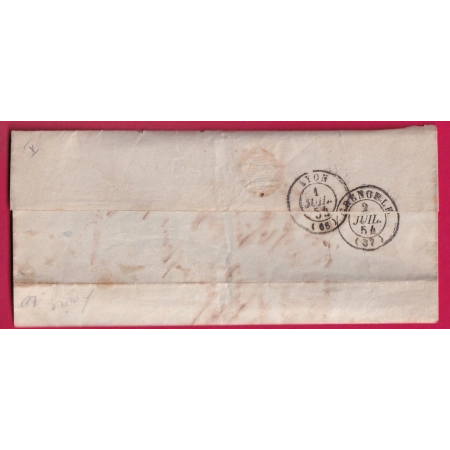 1ER JOUR TARIF 1 JUILLET 1854 DE LA TAXE A 30C POUR LETTRE NON AFFRANCHIE ST CHAMOND LOIRE POUR GRENOBLE ARRIVE 2 LETTRE