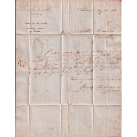 1ER JOUR TARIF 1 JUILLET 1854 DE LA TAXE A 30C POUR LETTRE NON AFFRANCHIE ST CHAMOND LOIRE POUR GRENOBLE ARRIVE 2 LETTRE