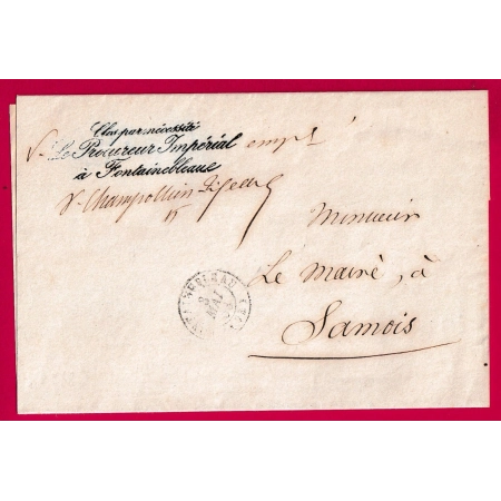 FRANCHISE LE PROCUREUR IMPERIAL A FONTAINEBLEAU SEINE ET MARNE 1853 POUR SAMOIS LETTRE COVER