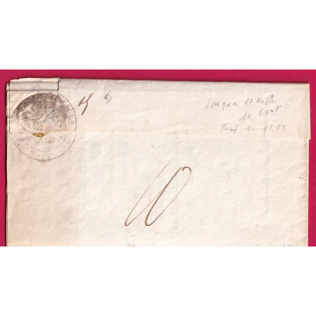 MARQUE SARDE PP SOSPELLO SOSPEL EN ROUGE 1830 POUR BRIGUE TAXE 10 LOCALE AU DOS LETTRE COVER