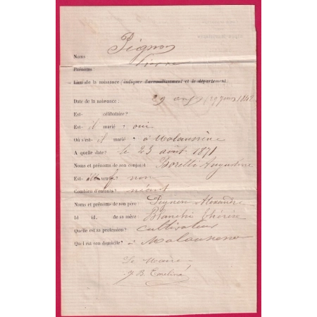 CAD TYPE 24 EN BLEU VILLARS DU VAR ALPES MARITIMES FRANCHISE LE MAIRE DE MALAUSSENE 1871 POUR NICE LETTRE COVER