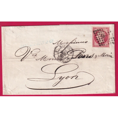 N°17B TTB PC 1896 MARSEILLE 4 12 4 POUR LYON LETTRE COVER