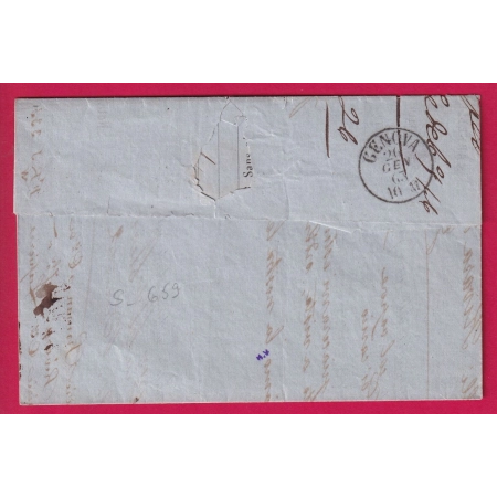 N°23 FRANCIA VIA DI MARE OBLITERATION ITALIENNE MARSEILLE POUR GENOVA ITALIE 1863 LETTRE COVER