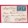 N°22 PAIRE GC 1252 CUISE LA MOTTE OISE CAD TYPE 22 POUR BRIGHTON ANGLETERRE 1863 LETTRE COVER