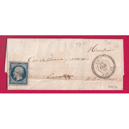 N°14 PC 3796 ARAMON GARD CAD TYPE 22 POUR TARASCON INDICE 14 LETTRE COVER