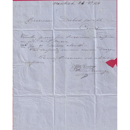 N°29 GC 2062 NANTES LOIRE INFERIEURE TAXE 30 AFFRANC INSUFF POUR COUVET SUISSE 28 OCT 1870 PENDANT LE SIEGE LETTRE COVER