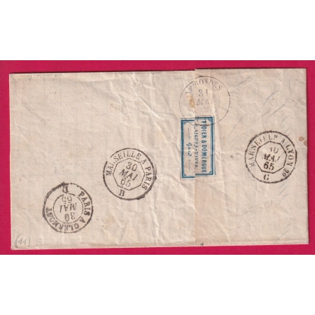 N°22 GC 4549 AIGUES VIVES GARD CAD TYPE 22 POUR NERONDES CHER INDICE 13 LETTRE COVER ETIQUETTE PUB AU DOS