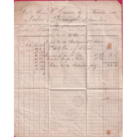 N°22 GC 4549 AIGUES VIVES GARD CAD TYPE 22 POUR NERONDES CHER INDICE 13 LETTRE COVER ETIQUETTE PUB AU DOS