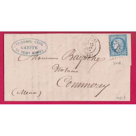 N°60 PC DU GC 3778 ST MIHIEL MEUSE POUR COMMERCY INDICE 13 LETTRE COVER