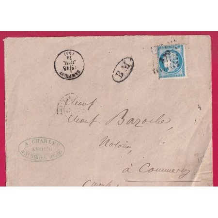 N°60 GC 3289 SAMPIGNY MEUSE CAD TYPE 16 BOITE MOBILE DE ST MIHIEL POUR COMMERCY LETTRE COVER