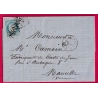 N°60 AJACCIO BATEAU A VAPEUR CORSE 1873 POUR MARSEILLE LETTRE COVER