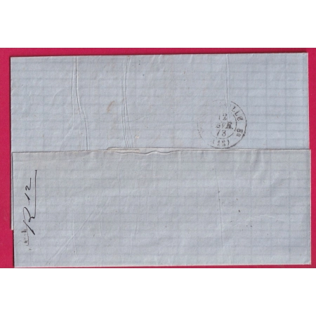 N°60 AJACCIO BATEAU A VAPEUR CORSE 1873 POUR MARSEILLE LETTRE COVER
