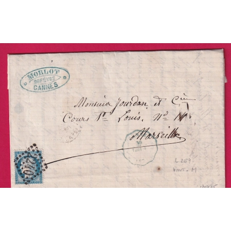 N°60 CONVOYEUR STATION EN BLEU CANNES ALPES MARITIMES POUR MARSEILLE LIGNE VINT M INDICE 15 LETTRE COVER