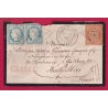 N°60 PAIRE + N°38 GC 22 AIGUES MORTES GARD POUR MONTPELLIER LETTRE CHARGE COVER