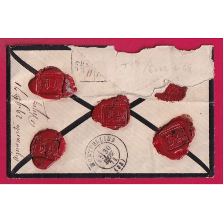 N°60 PAIRE + N°38 GC 22 AIGUES MORTES GARD POUR MONTPELLIER LETTRE CHARGE COVER