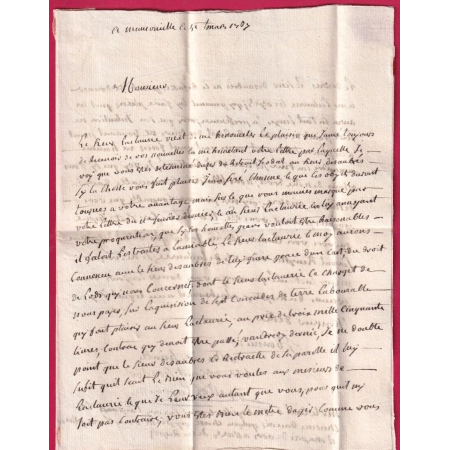 MARQUE VALENCE D'AGEN EN ROUGE 1767 NON SIGNALE PAR LENAIN POUR TOULOUSE LETTRE COVER FRANCE